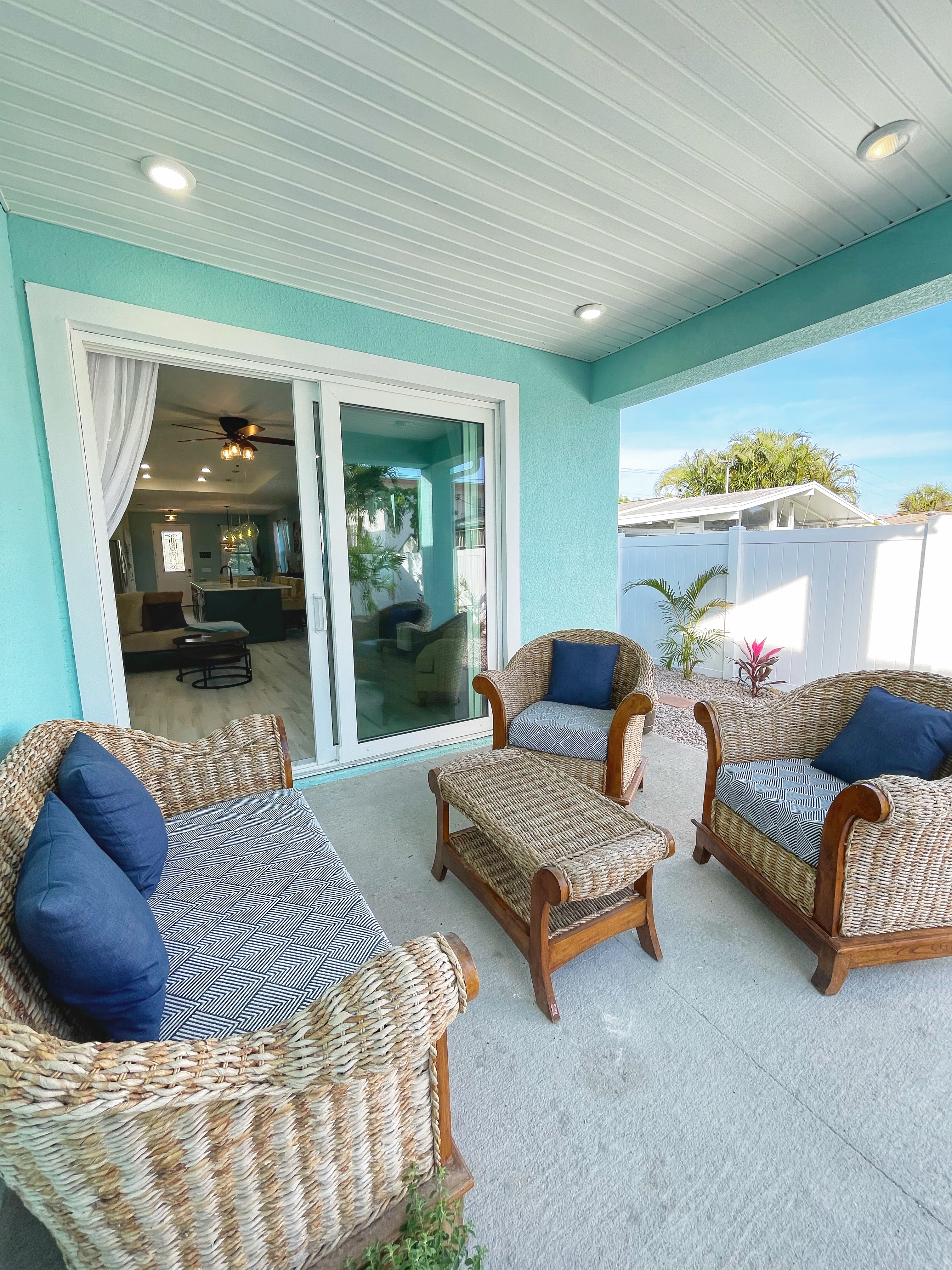 Covered outdoor patio seating